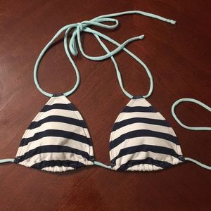 Hollister White and Blue Striped Bikini Top